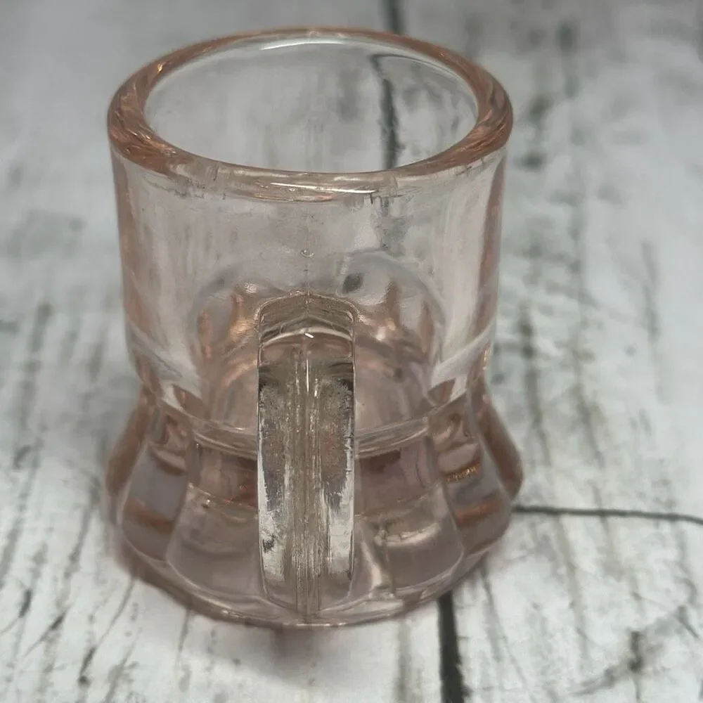 Vintage Pink Depression Glass‎ Miniature Beer Mugs Shot Glass